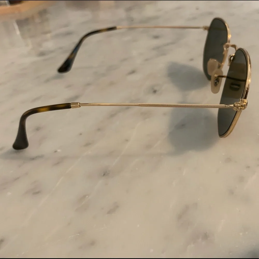 Ray-Ban Gold Frame Sunglasses with Green Lenses